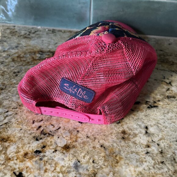 Salt Life Baseball Hat Hot Pink Tropical Bright Mesh Adjustable Snapback Beach - Picture 3 of 6